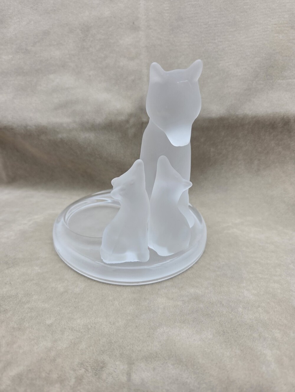 Wolf And Cubs Partylite Frosted Glass Candle Holder Votive